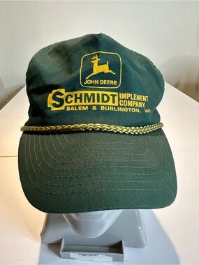 John Deere Green & Yellow Schmidt Implement Company Rope Cap